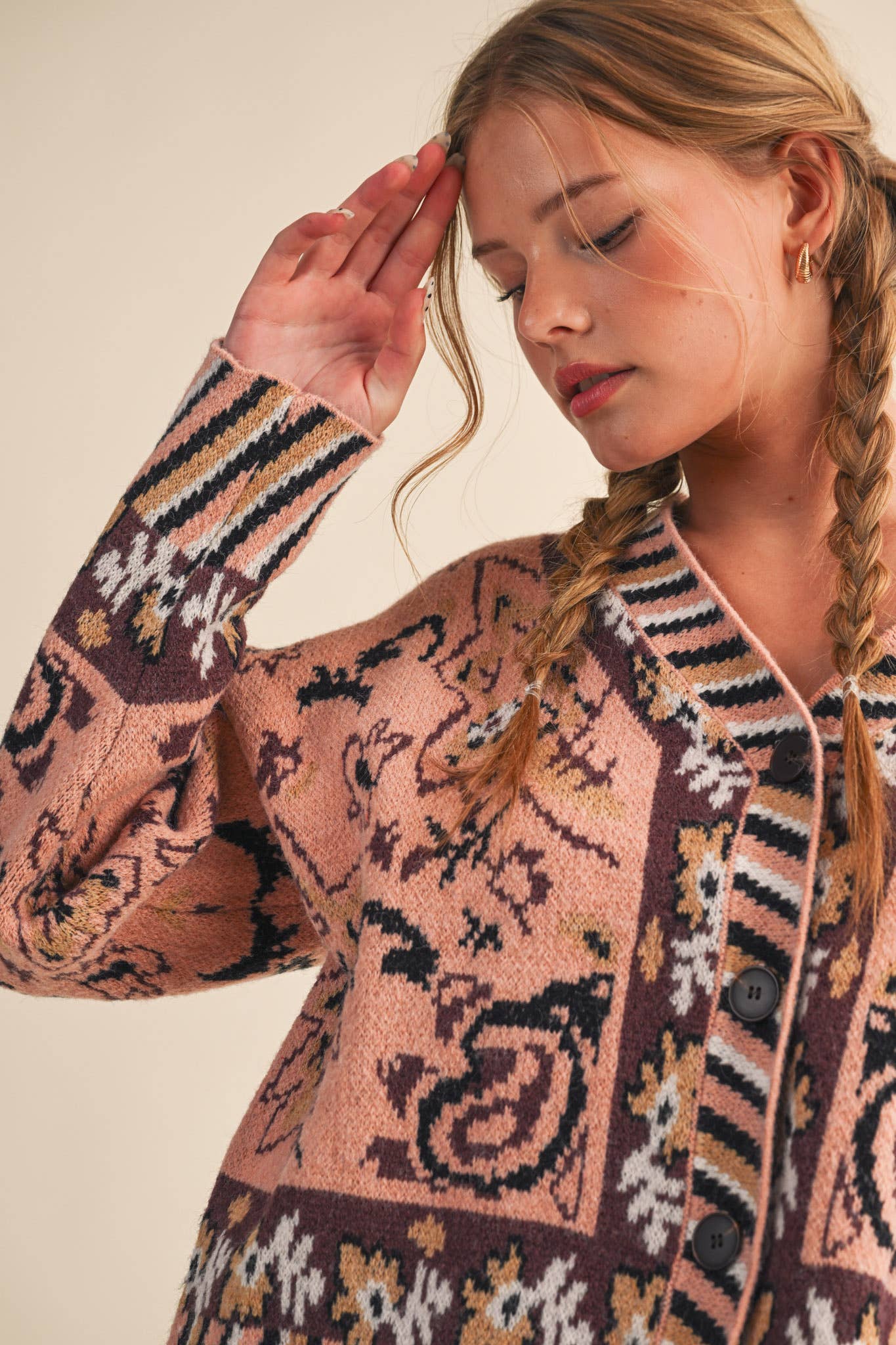 Paisley Knit Sweater Cardigan