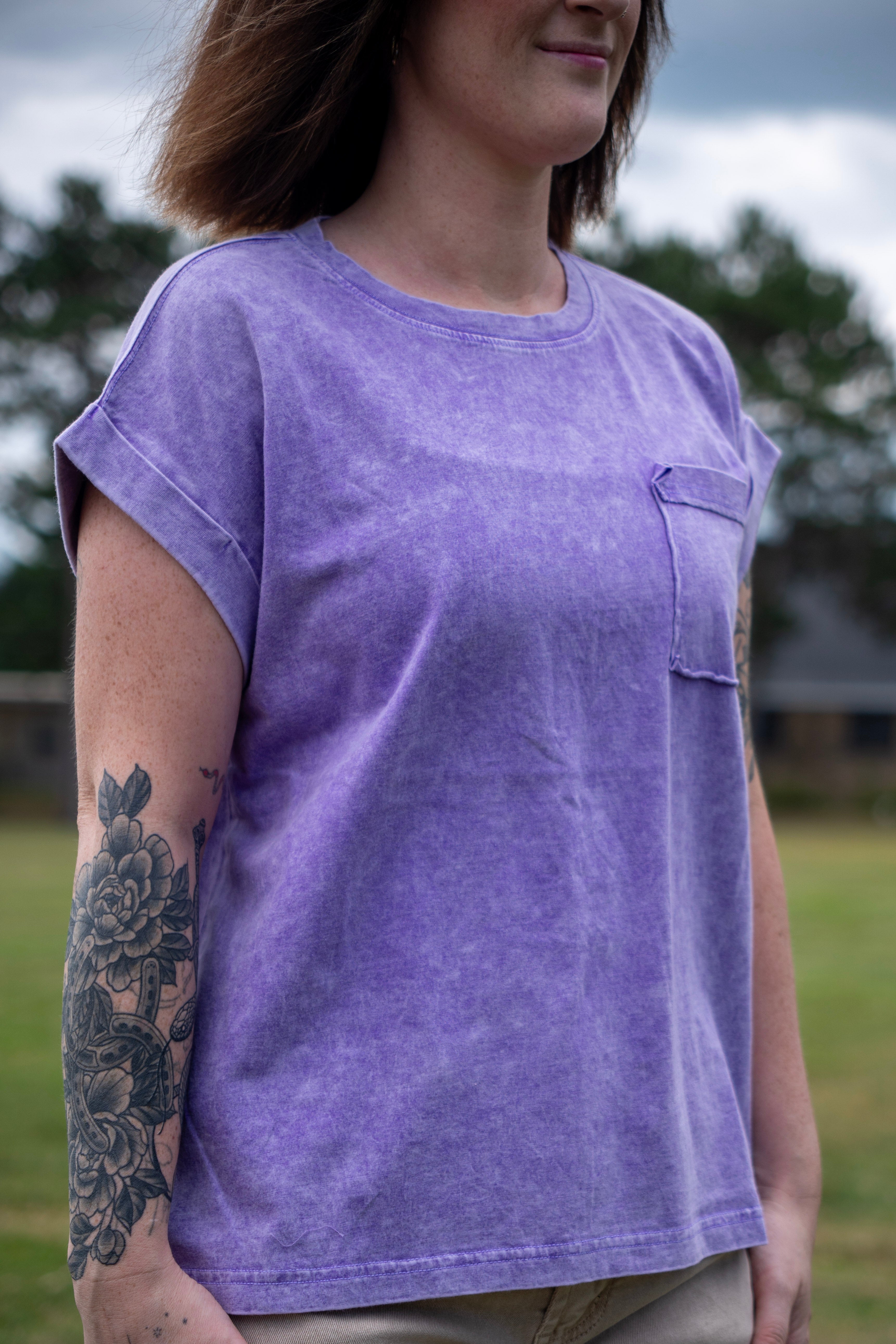 Halo Snow Washed Cuffed Short Sleeve