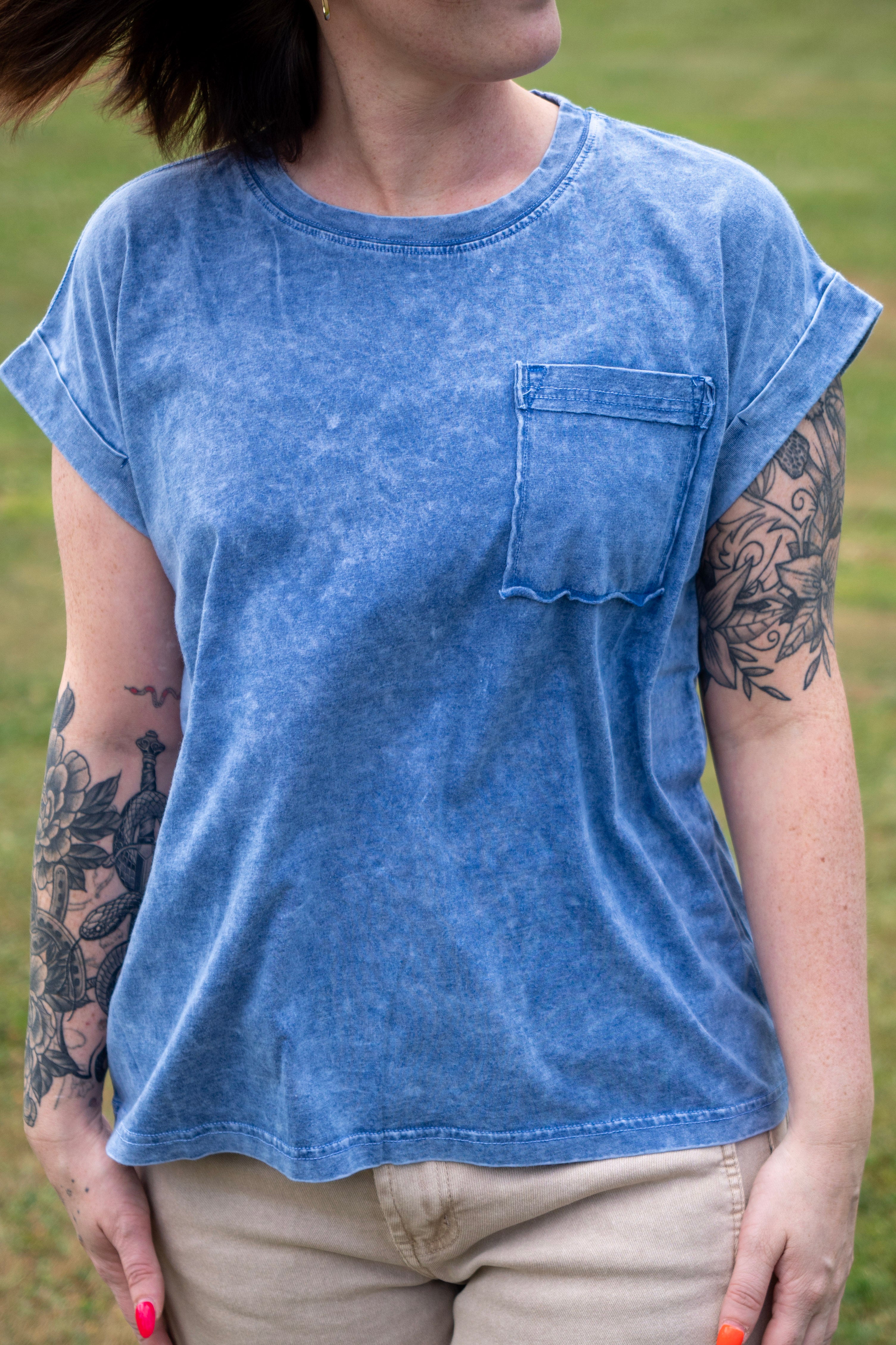 Halo Snow Washed Cuffed Short Sleeve