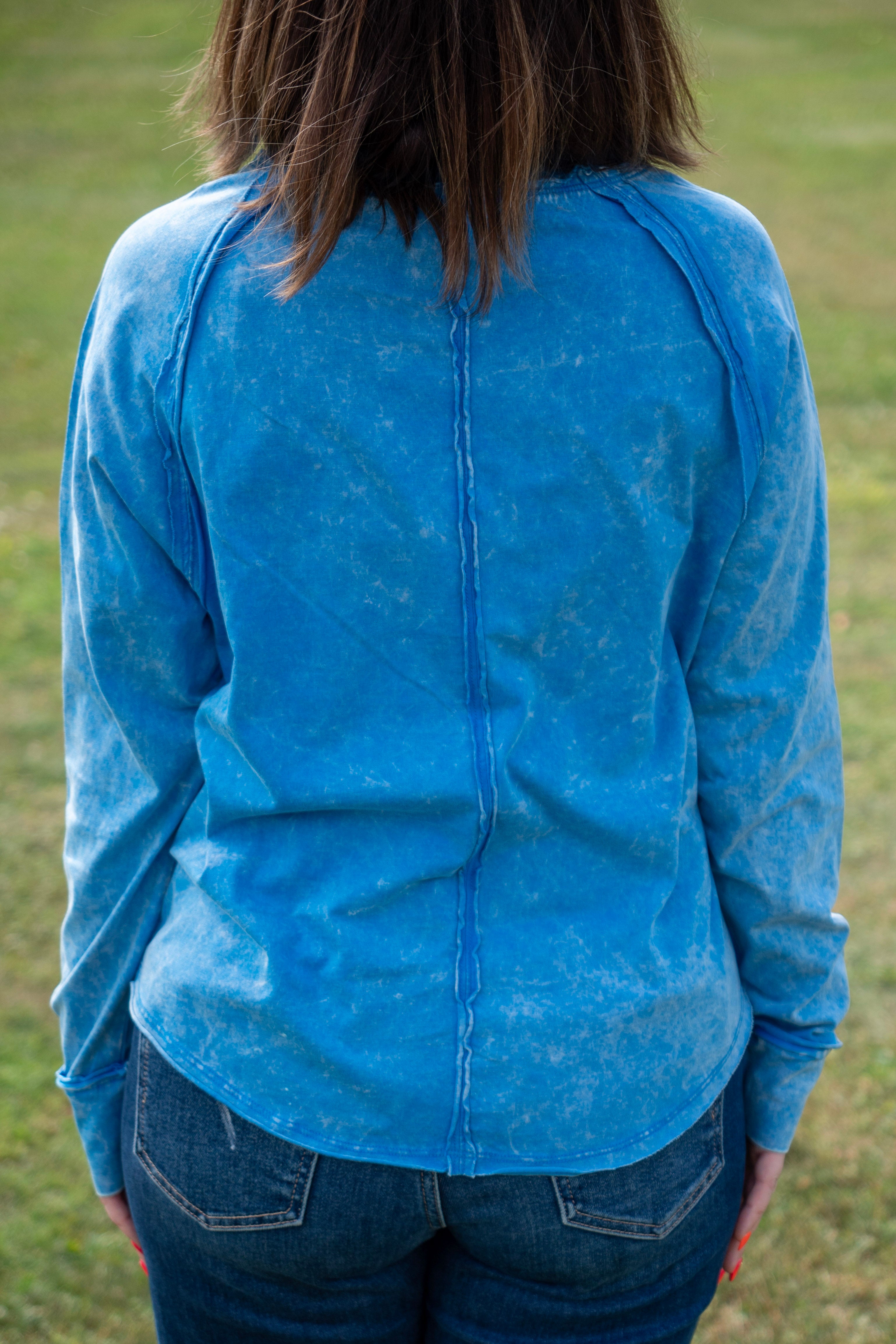 Washed Scoop Neck Long Sleeve