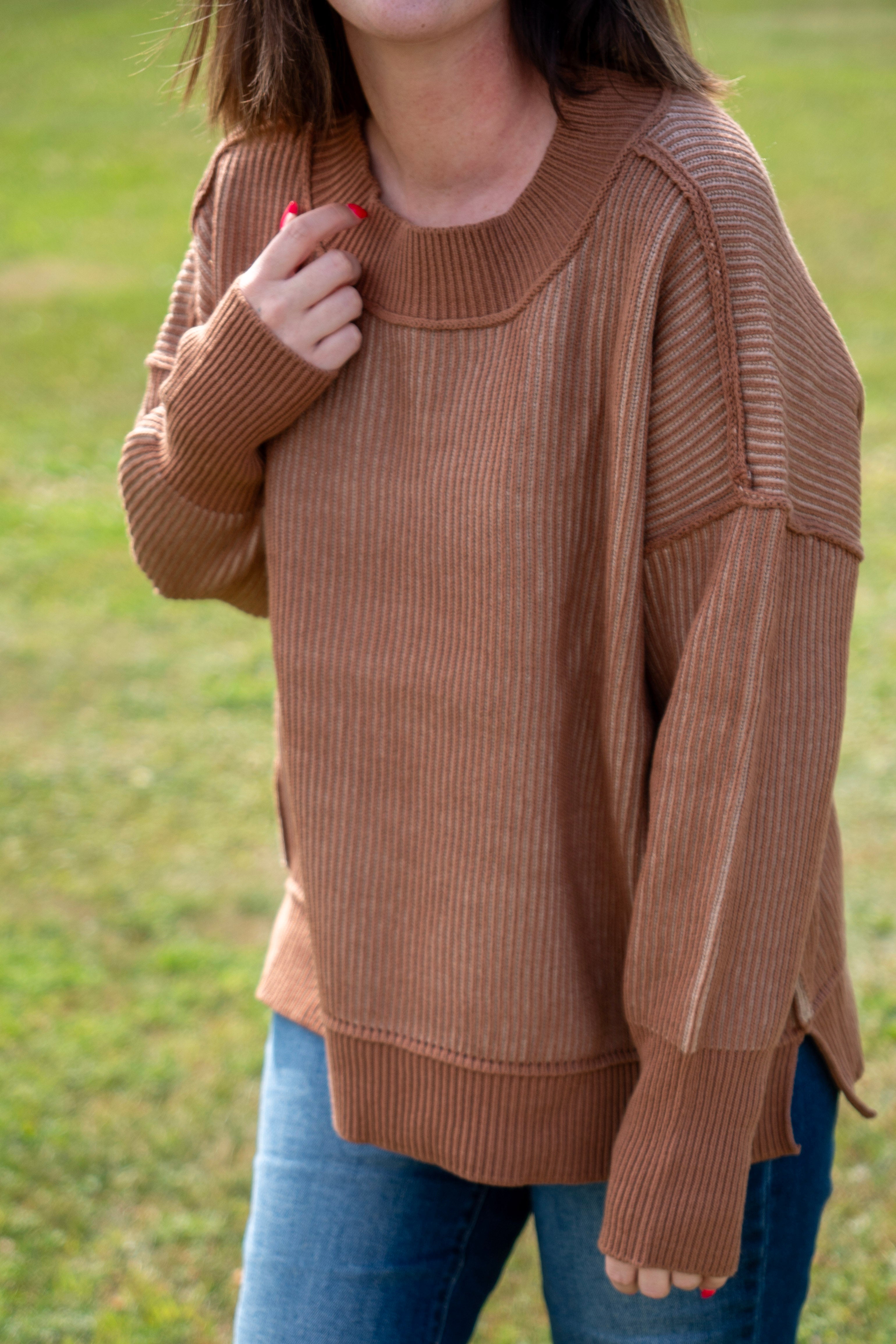 Exposed Seam Two Tone Sweater