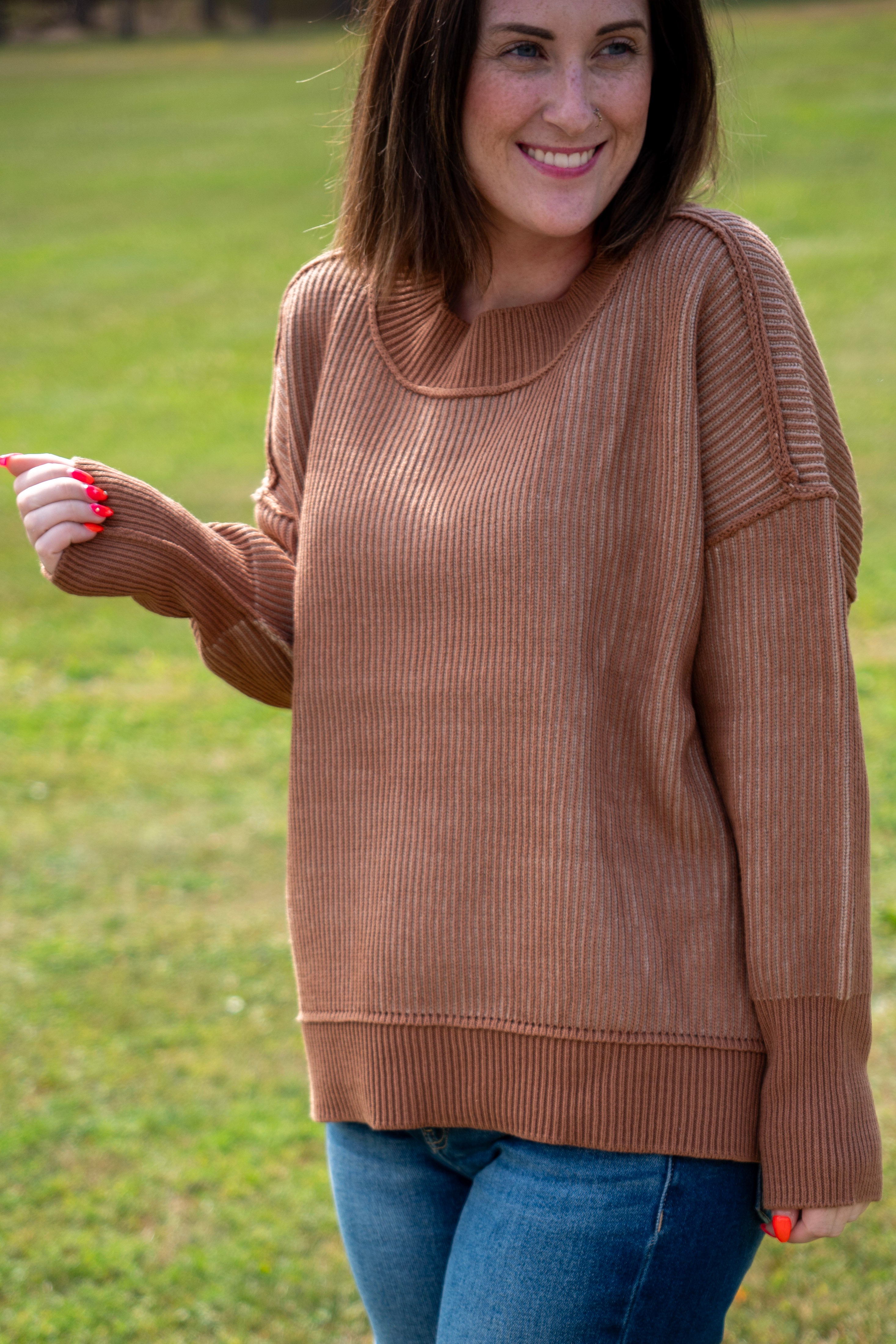 Exposed Seam Two Tone Sweater