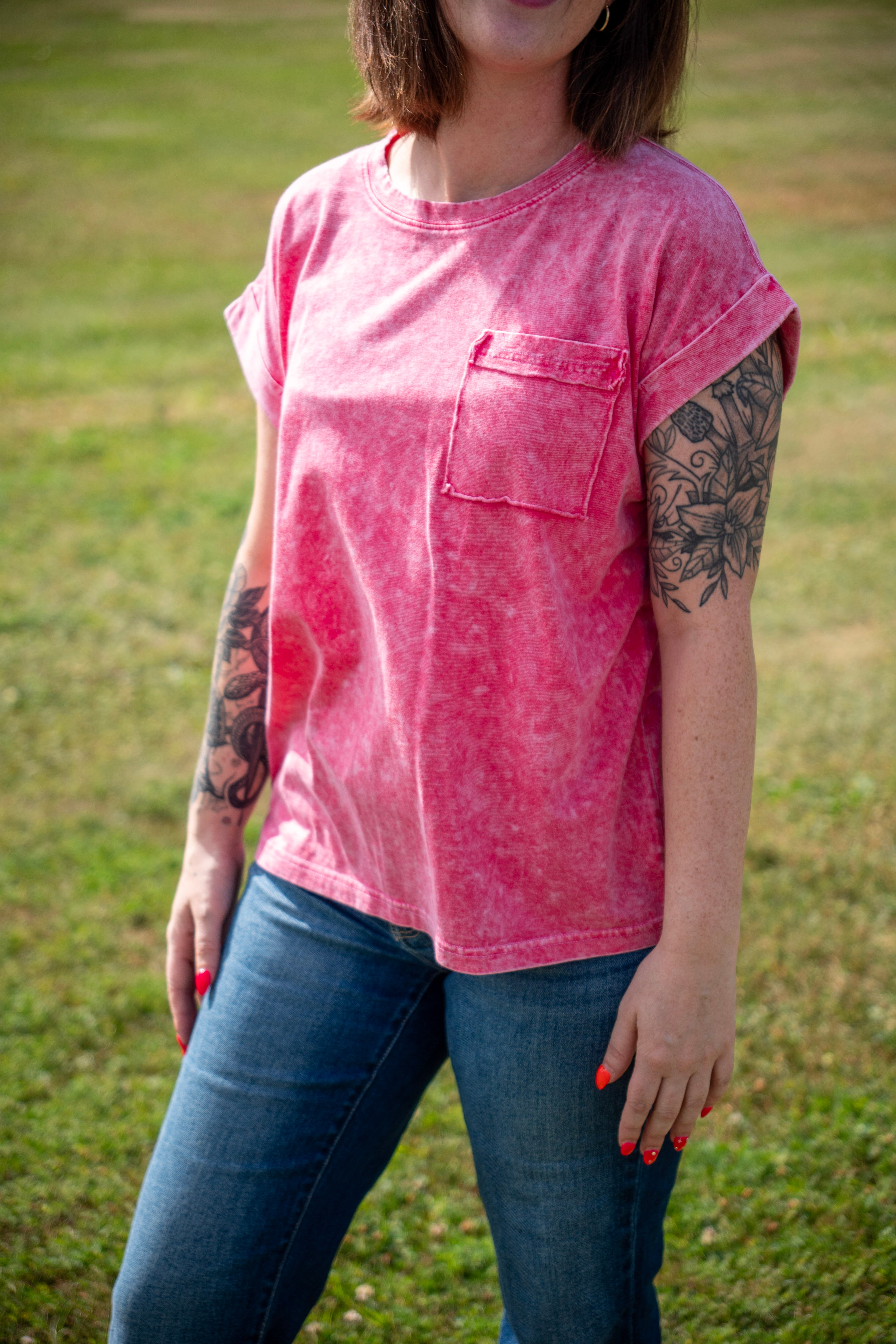 Halo Snow Washed Cuffed Short Sleeve