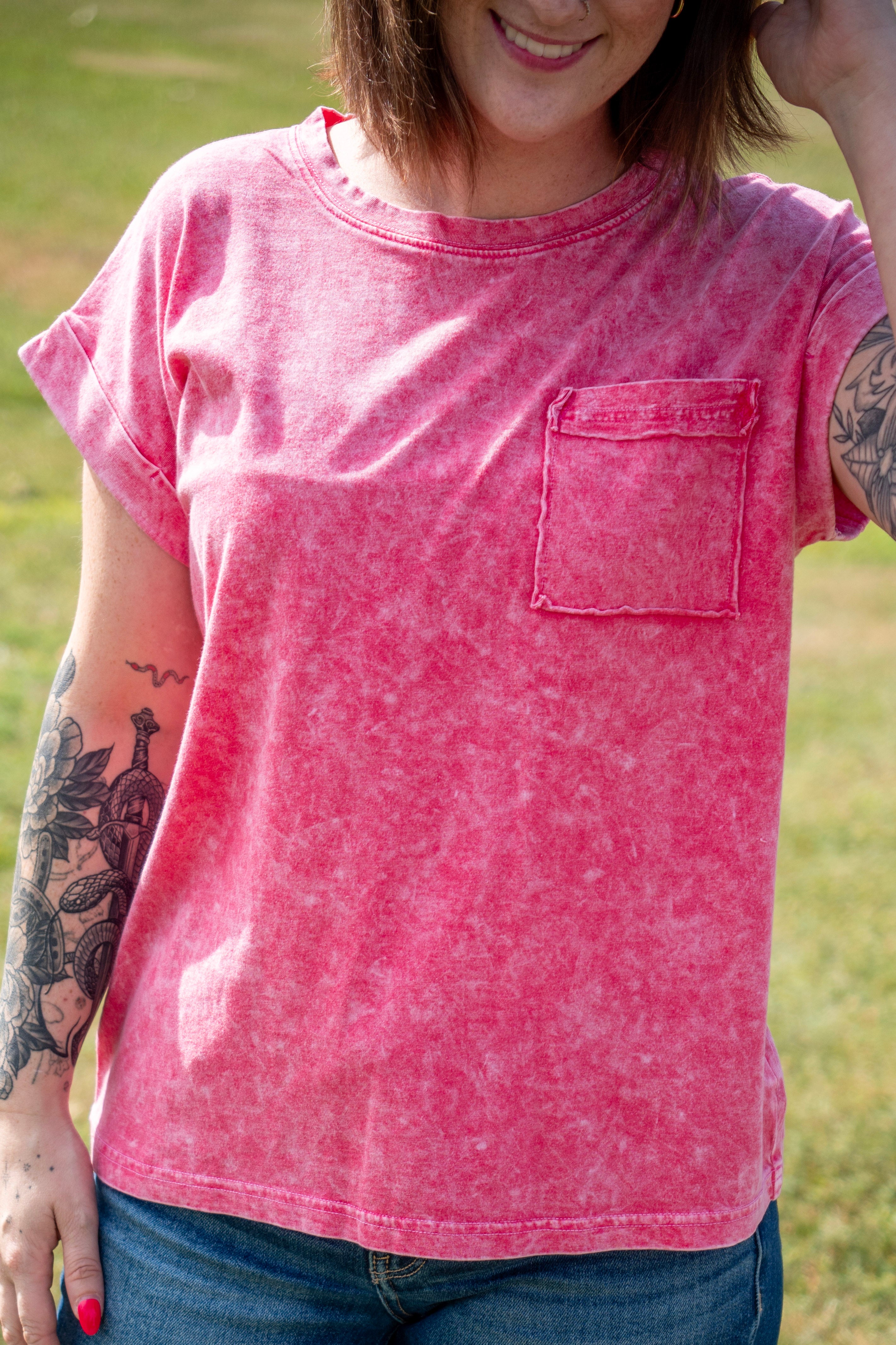 Halo Snow Washed Cuffed Short Sleeve
