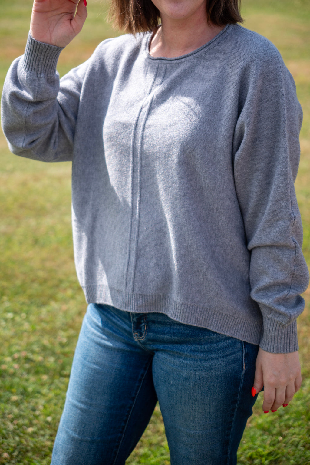 Viscose Front Seam Round-Neck Sweater