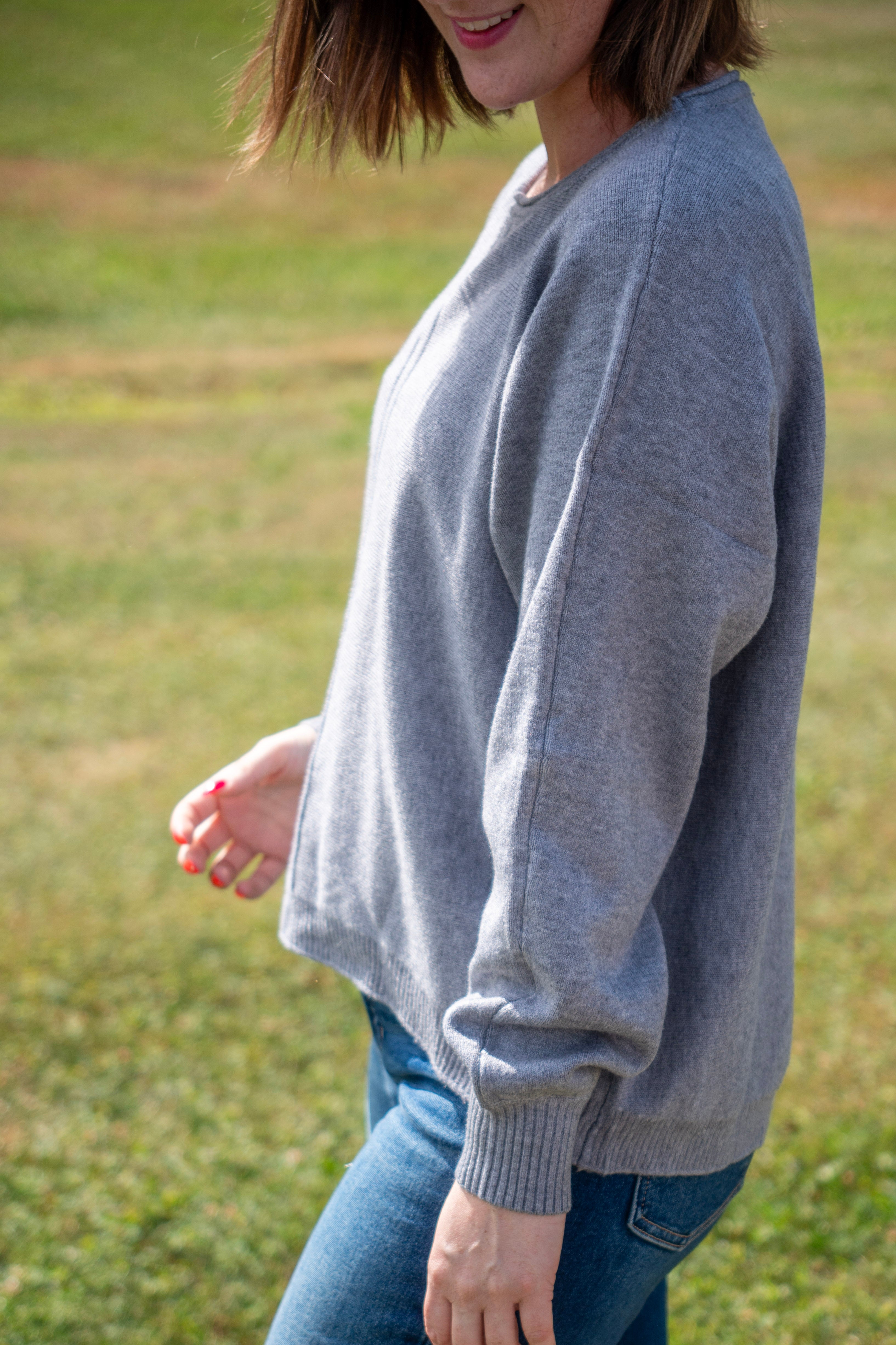Viscose Front Seam Round-Neck Sweater