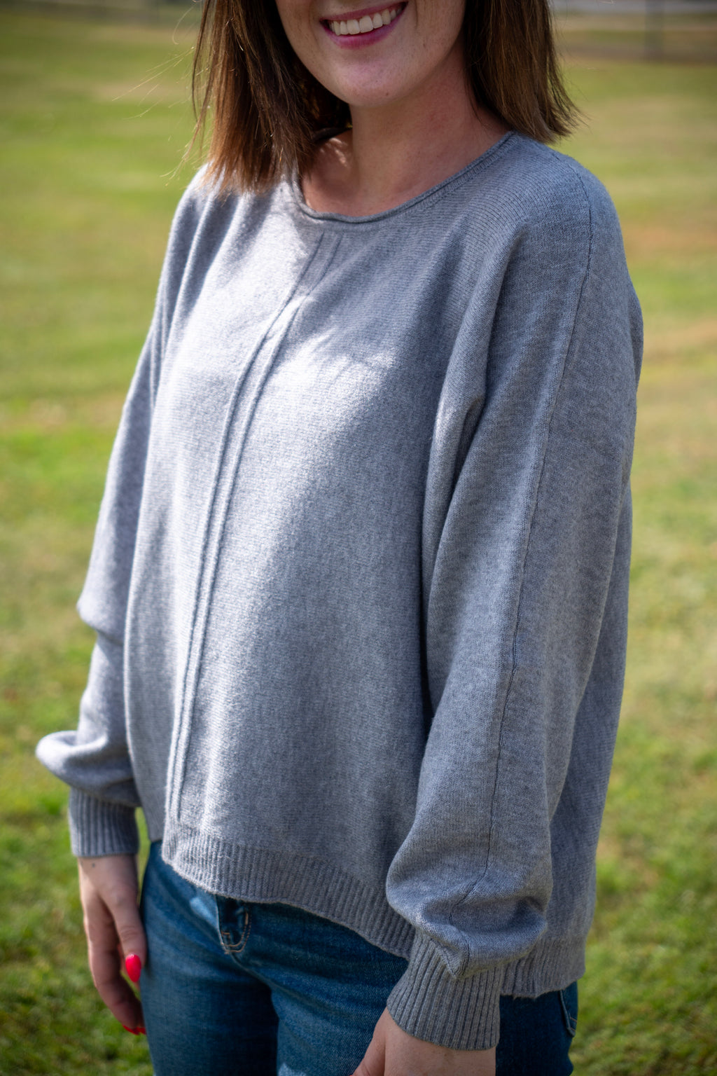 Viscose Front Seam Round-Neck Sweater