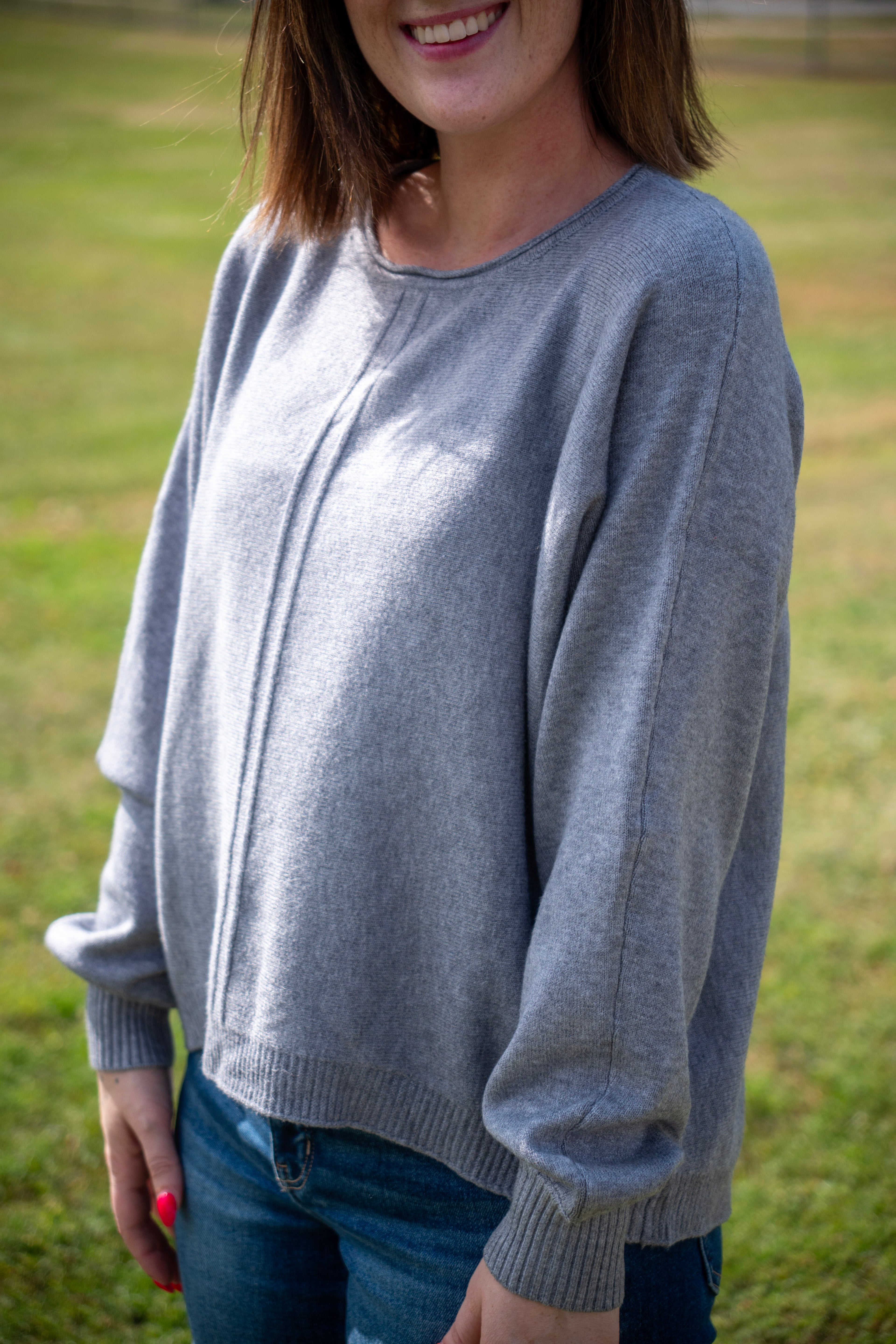 Viscose Front Seam Round-Neck Sweater