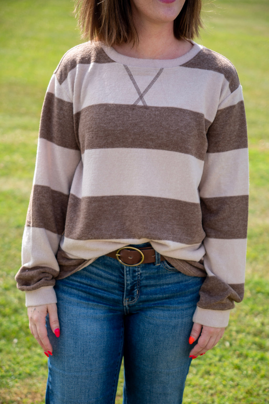 Brushed Striped Hacci Sweater