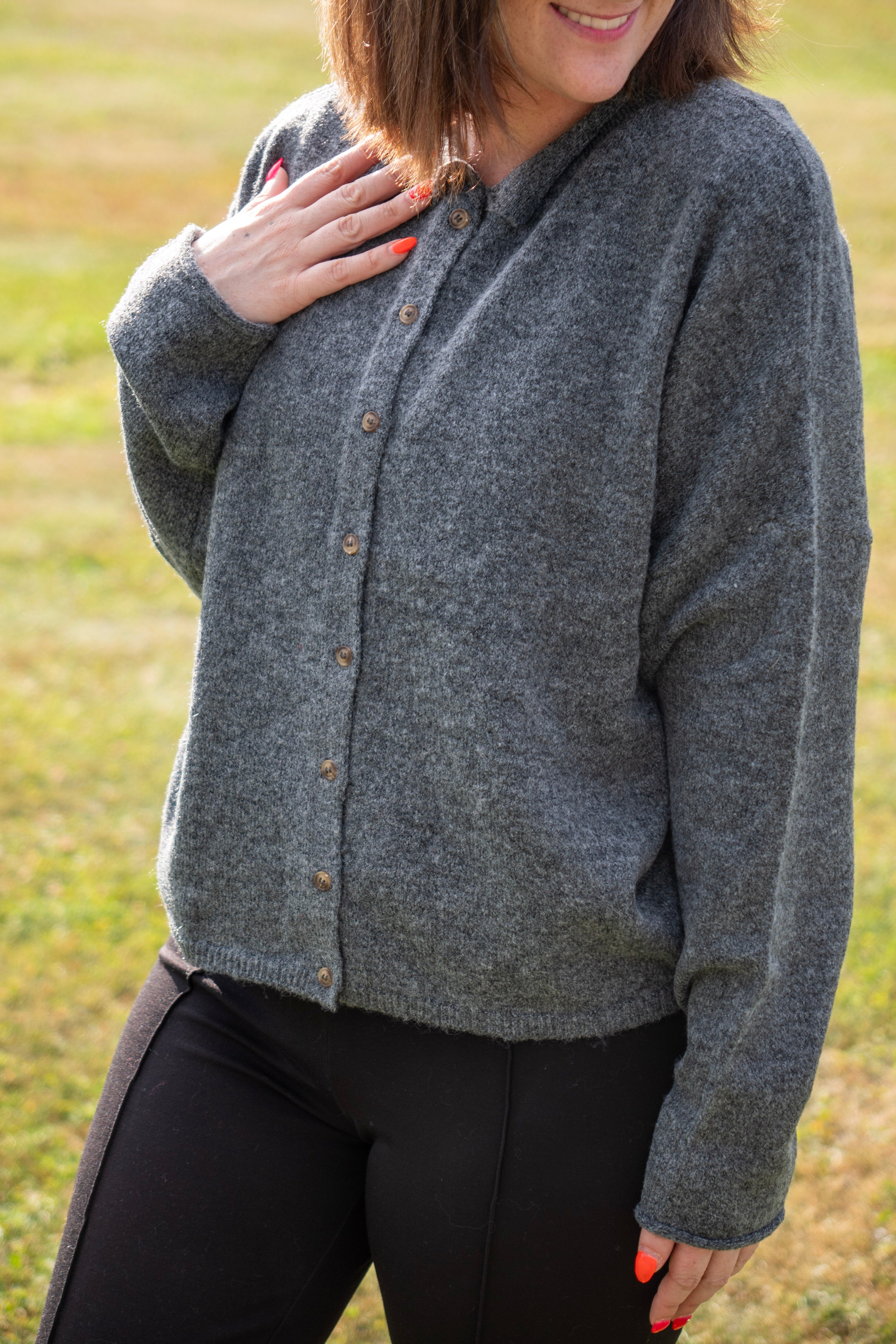 Collared Button Down Cardigan