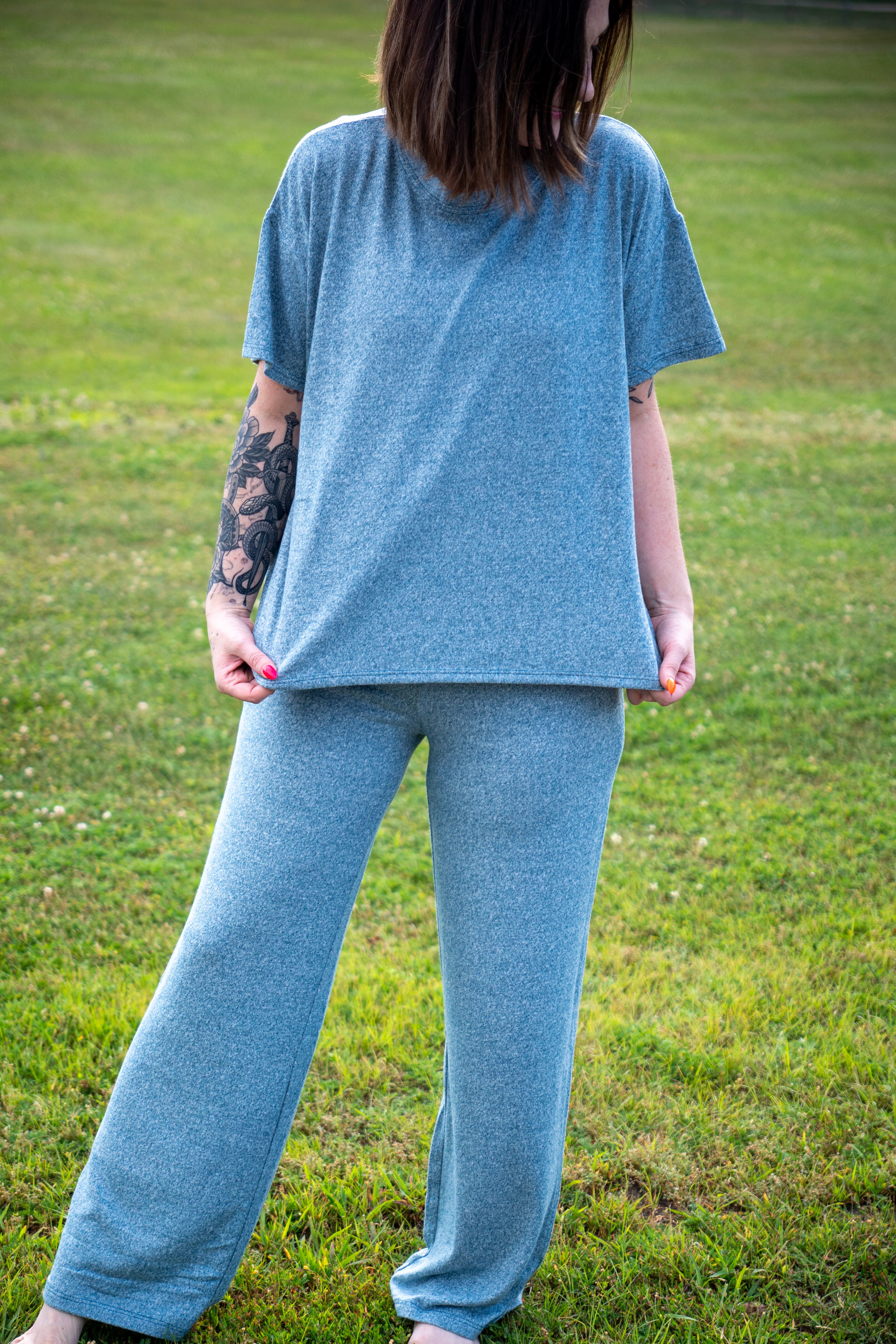 Soft Melange Short Sleeve Tee and Long Pant Set