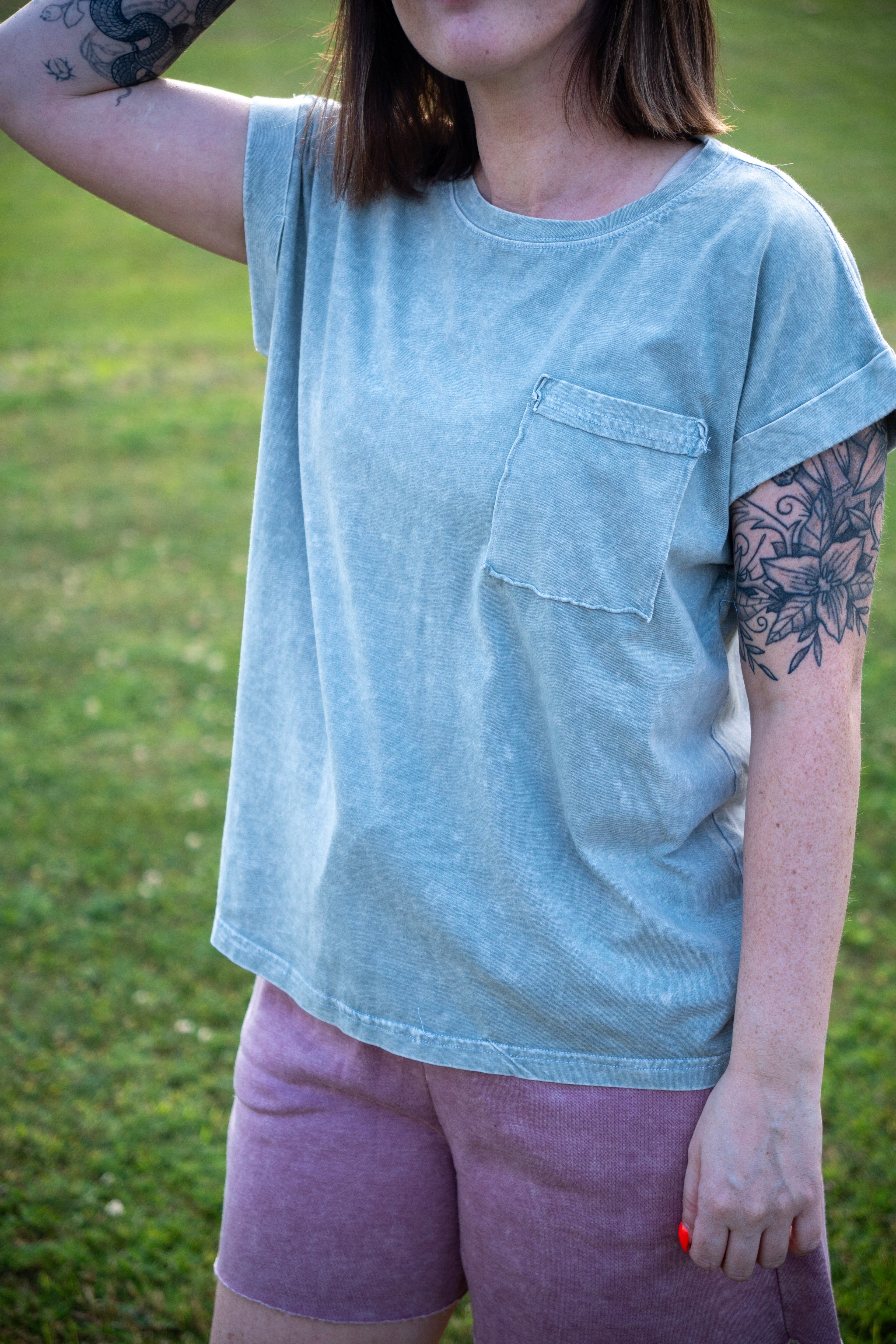Halo Snow Washed Cuffed Short Sleeve
