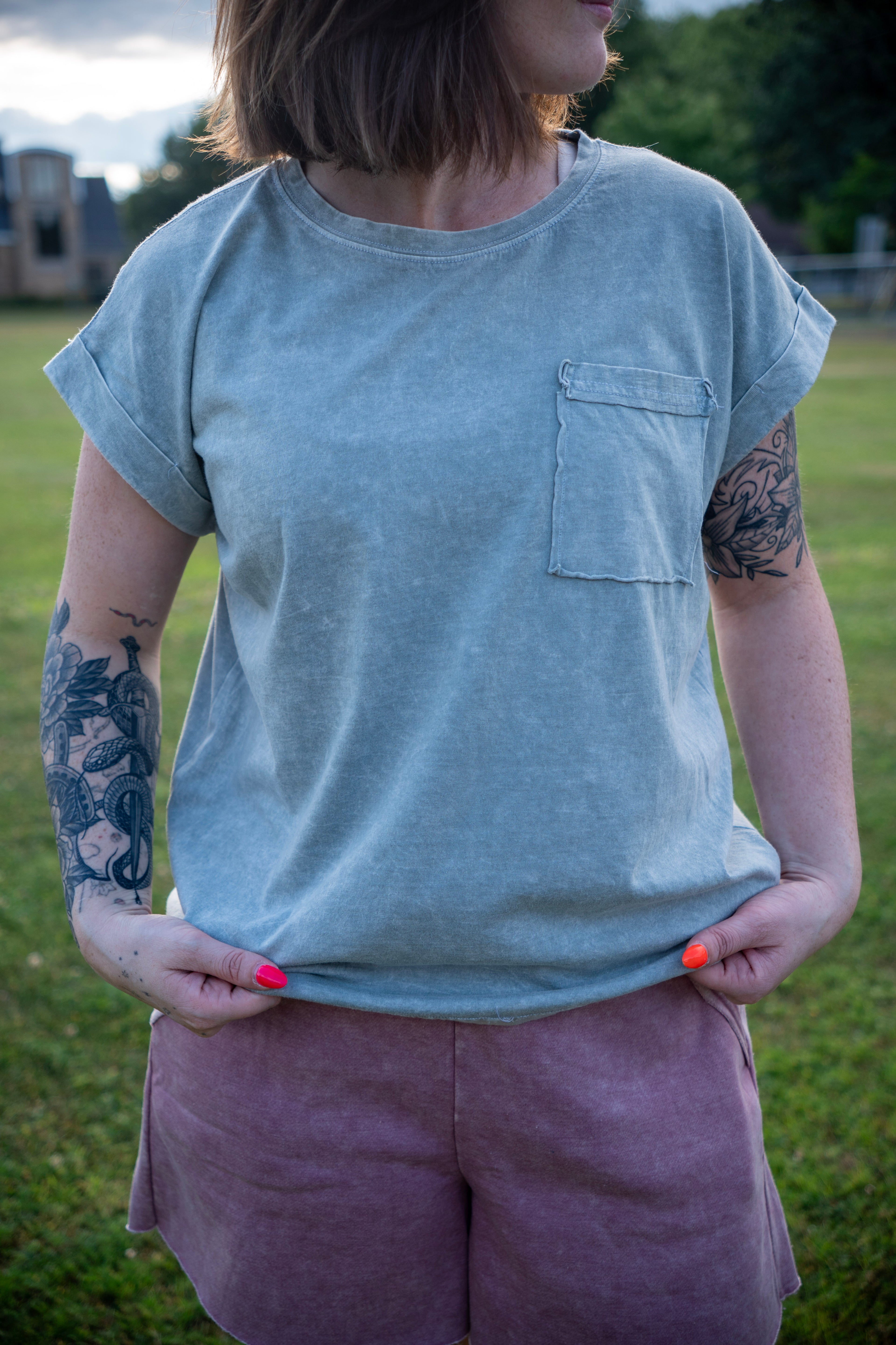Halo Snow Washed Cuffed Short Sleeve