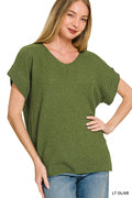 Center Seam Short Sleeve Sweater