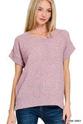 Center Seam Short Sleeve Sweater