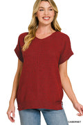 Center Seam Short Sleeve Sweater