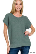 Center Seam Short Sleeve Sweater