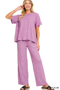 Soft Melange Short Sleeve Tee and Long Pant Set