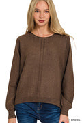 Viscose Front Seam Round-Neck Sweater