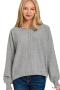 Viscose Front Seam Round-Neck Sweater