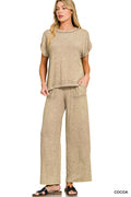 Ribbed Acid Wash Top and Pant Set