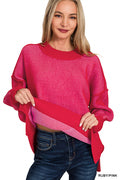 Exposed Seam Two Tone Sweater