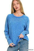 Washed Scoop Neck Long Sleeve