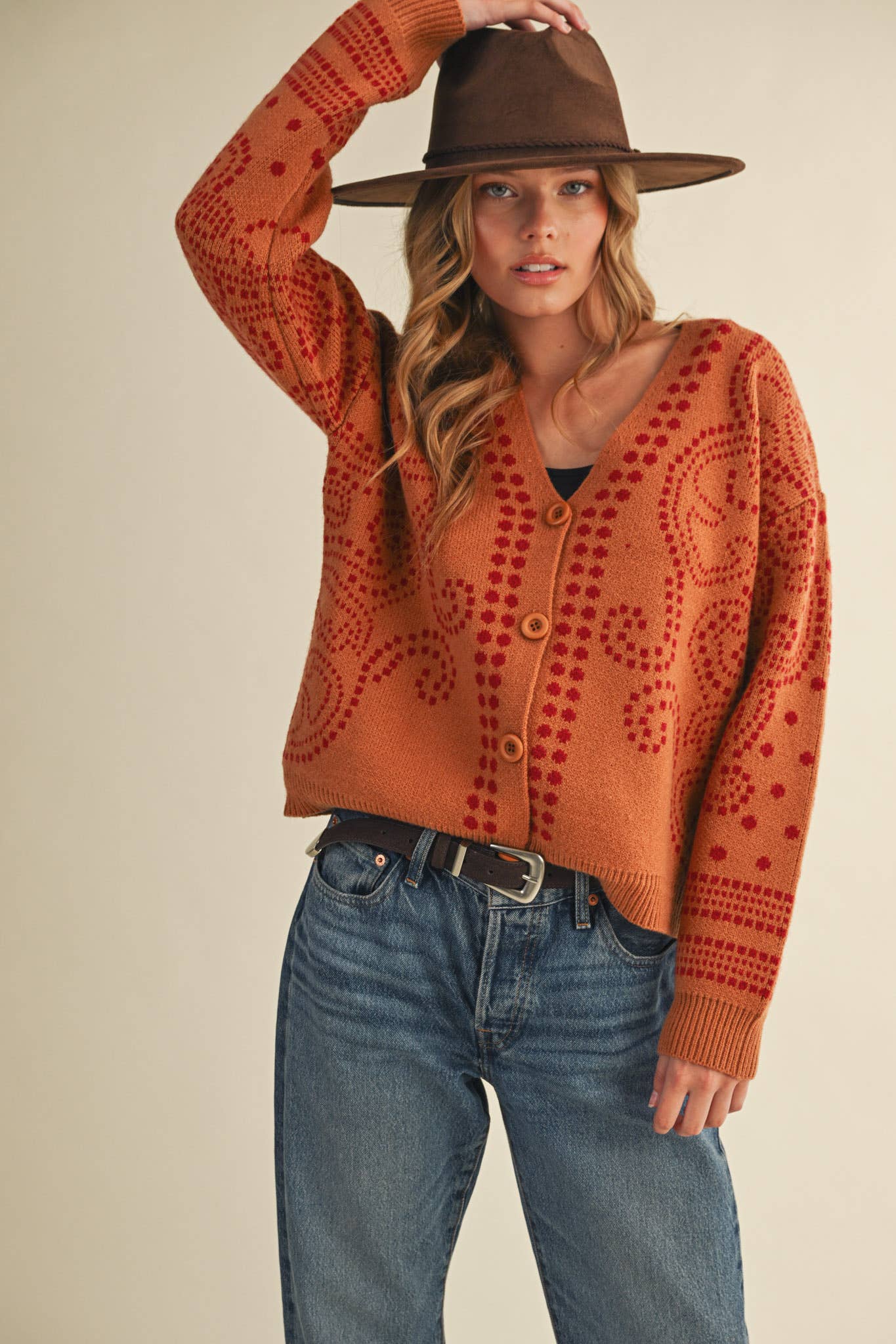 Dot Art Damask Sweater Cardigan